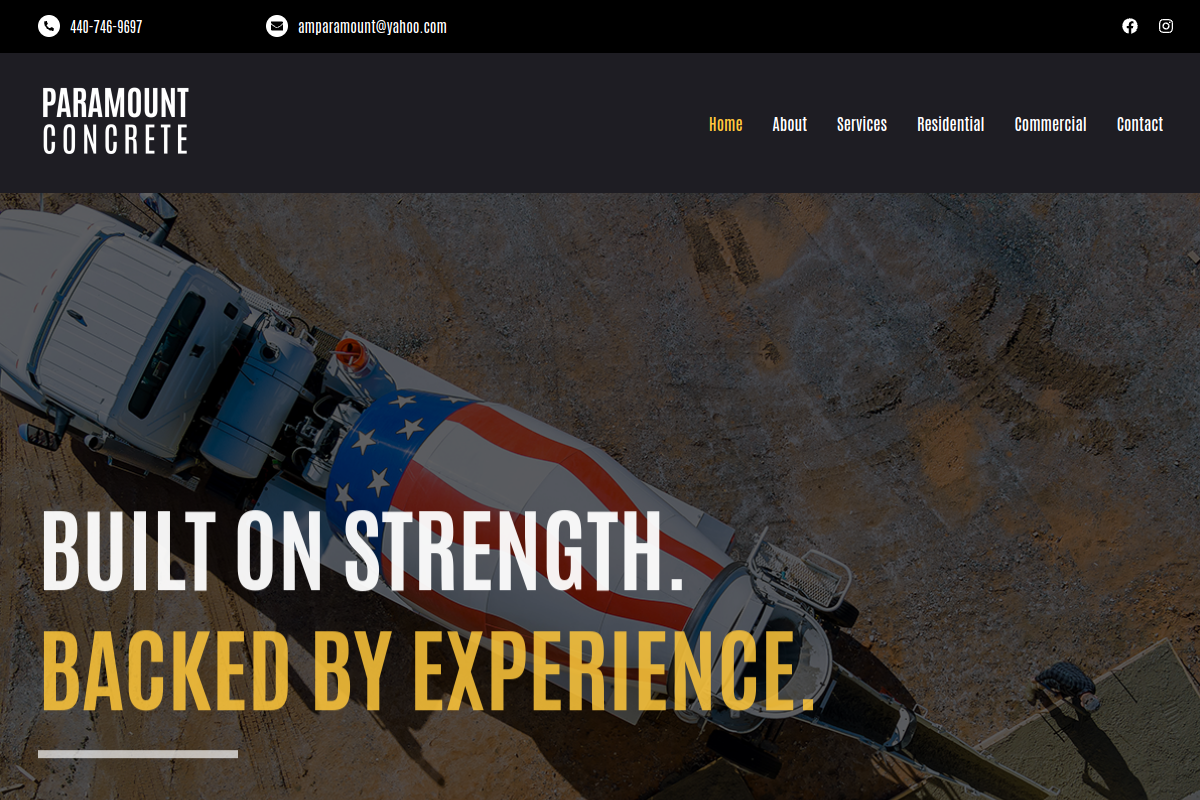 Preview of the Paramount Concrete website
